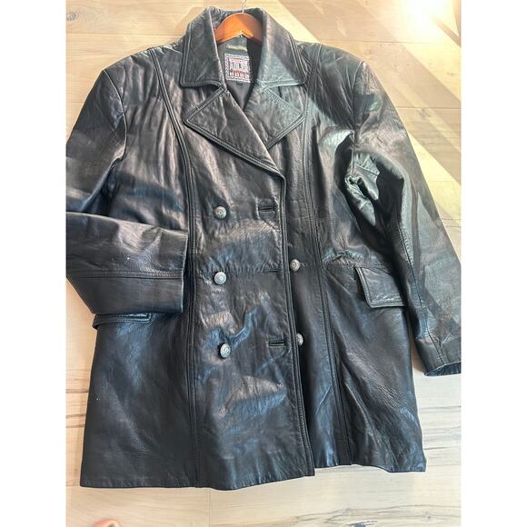 Vintage Lambskin Leather Coat Mens Size Large Black Buttery Soft Double Breasted - Picture 9 of 12